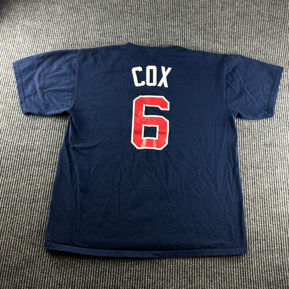 Majestic Atlanta Braves Bobby Cox 6 Navy Blue MLB Graphic T-Shirt Mens Large
